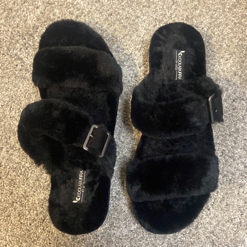 Koolaburra by UGG Furr-ah Buckle Double Strap Slipper Sandal US 10/UK 8